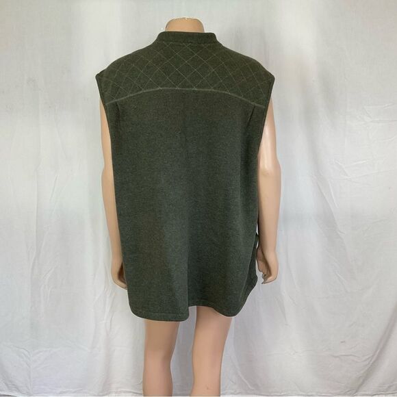 J L Powell The Spirting Life green wool blend sweater utility buttoned vest XXL - Picture 6 of 15
